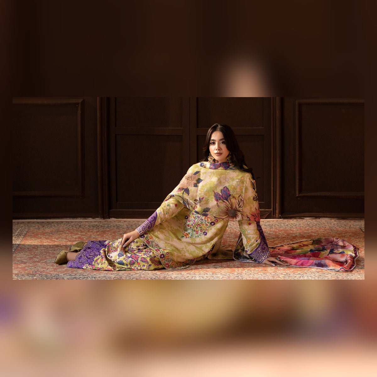 Butter Yellow Multicolour Floral Suit - image 1