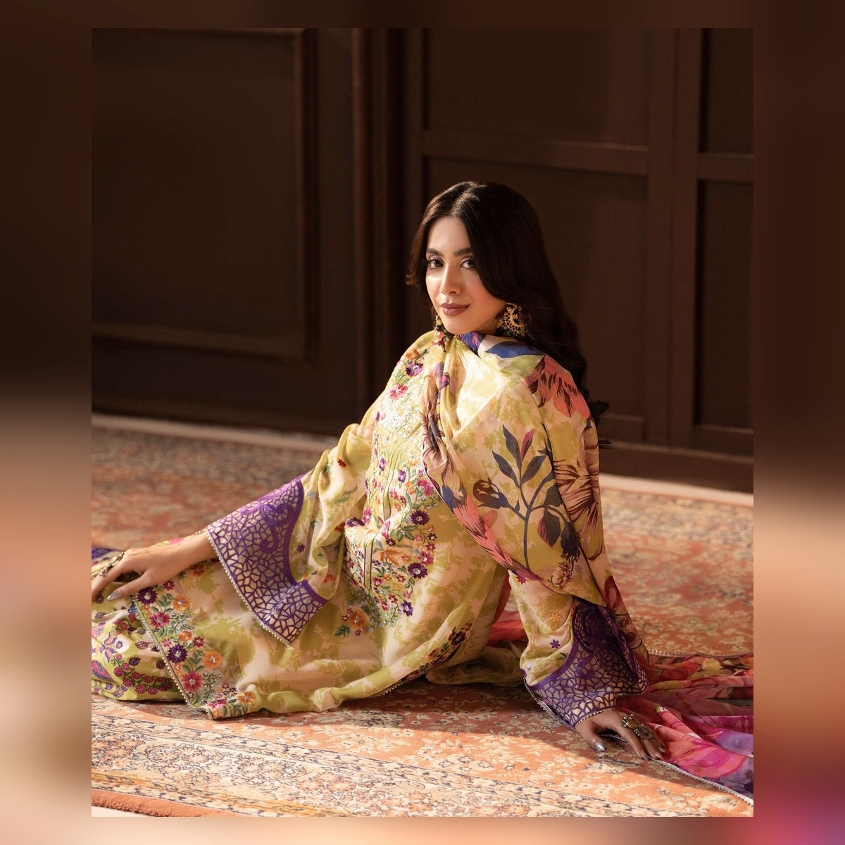 Butter Yellow Multicolour Floral Suit - image 4