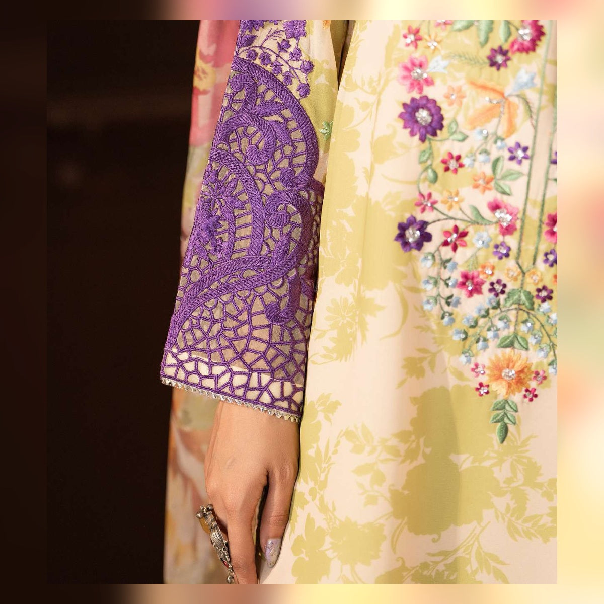 Butter Yellow Multicolour Floral Suit - image 6