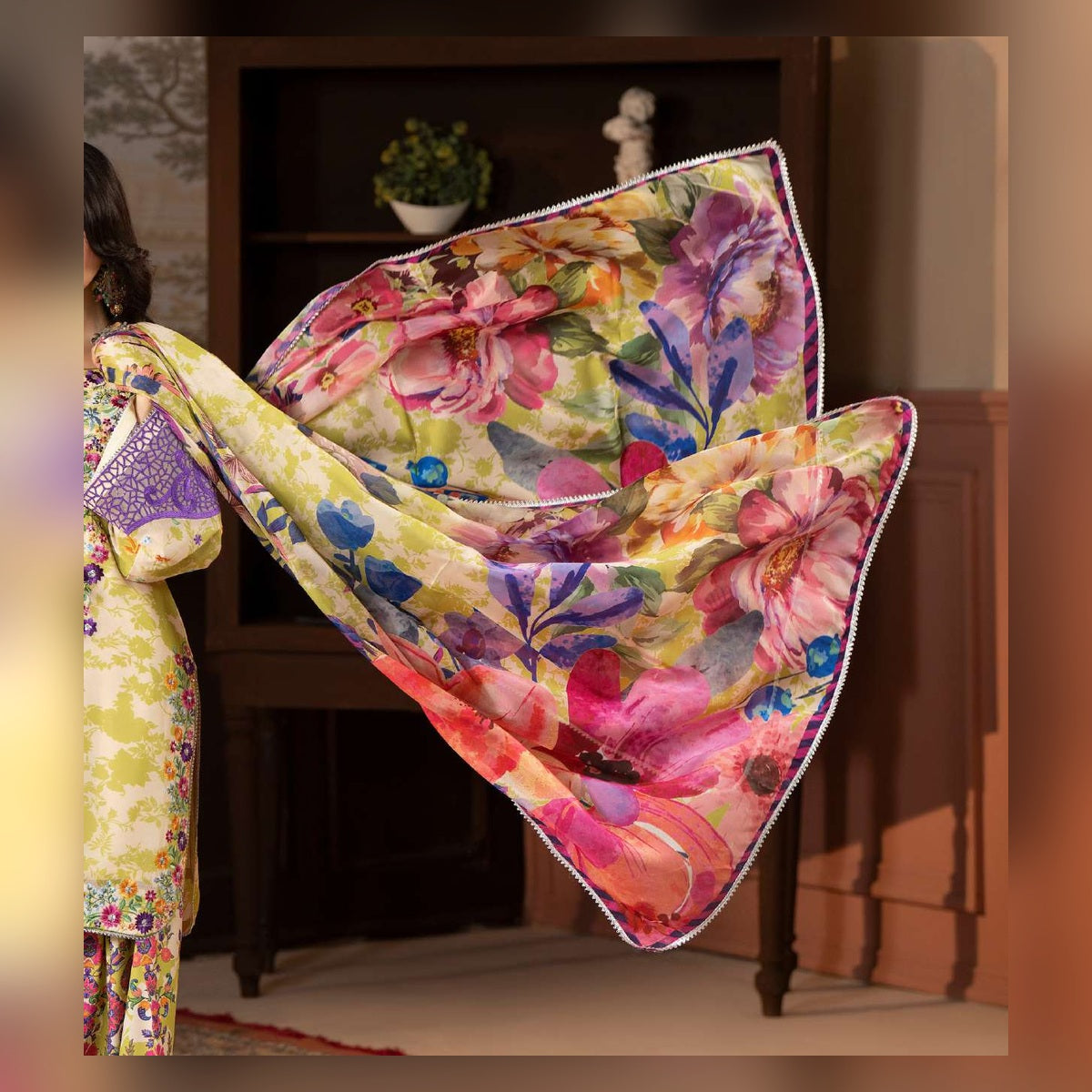 Butter Yellow Multicolour Floral Suit - image 8