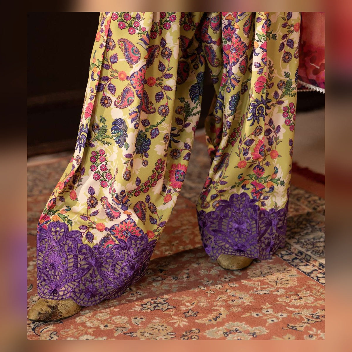 Butter Yellow Multicolour Floral Suit - image 10