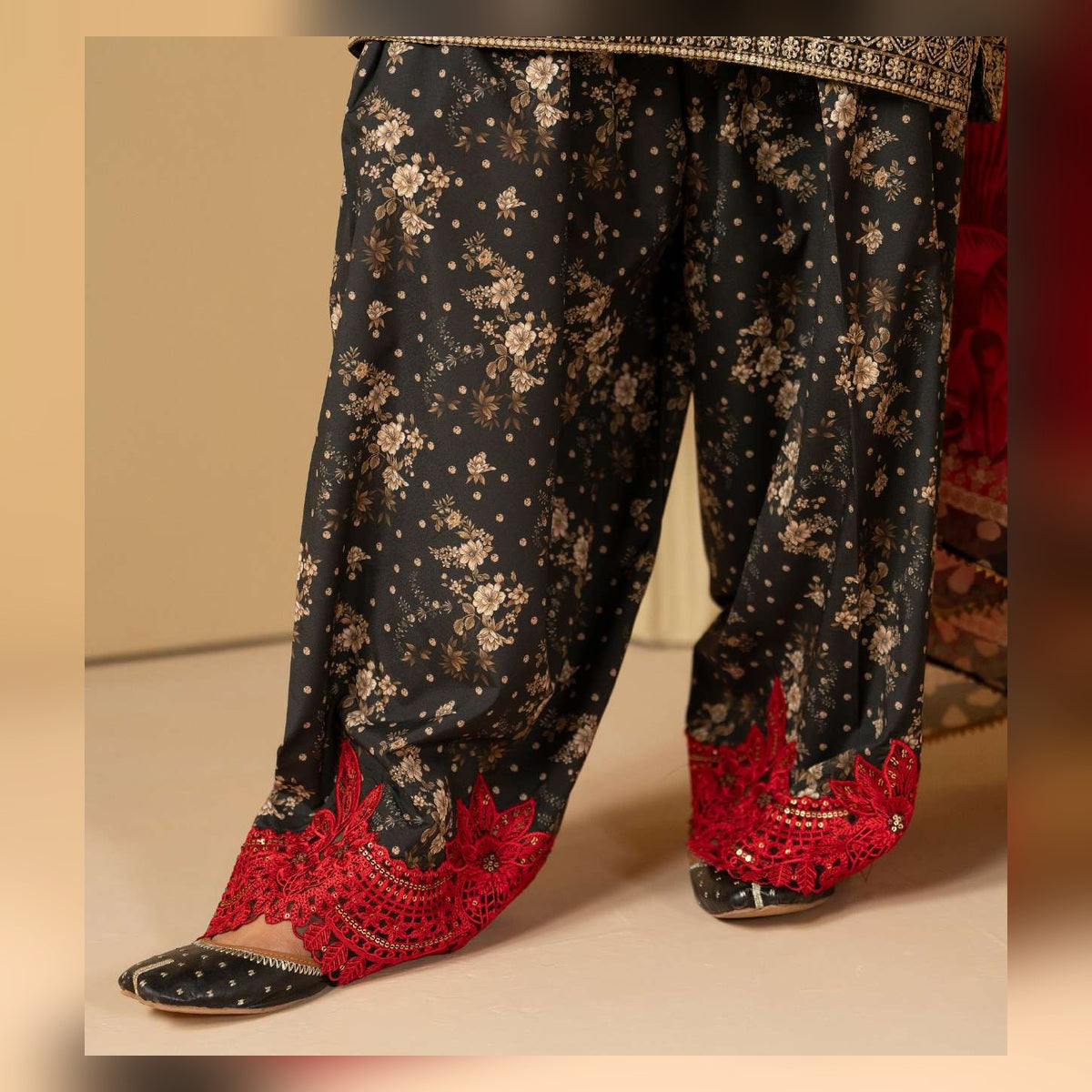Black and Red Embroidered Suit - image 5
