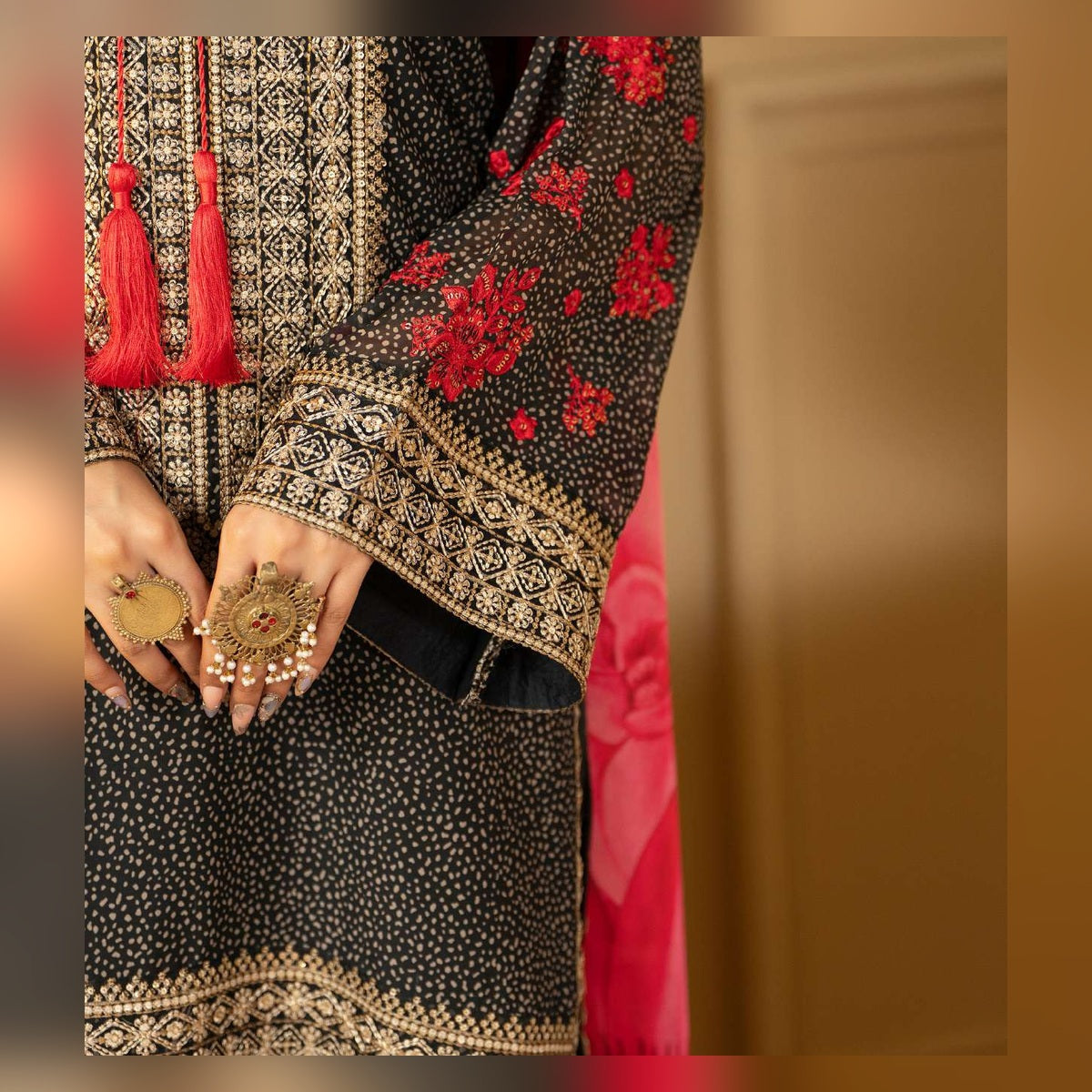 Black and Red Embroidered Suit - image 6