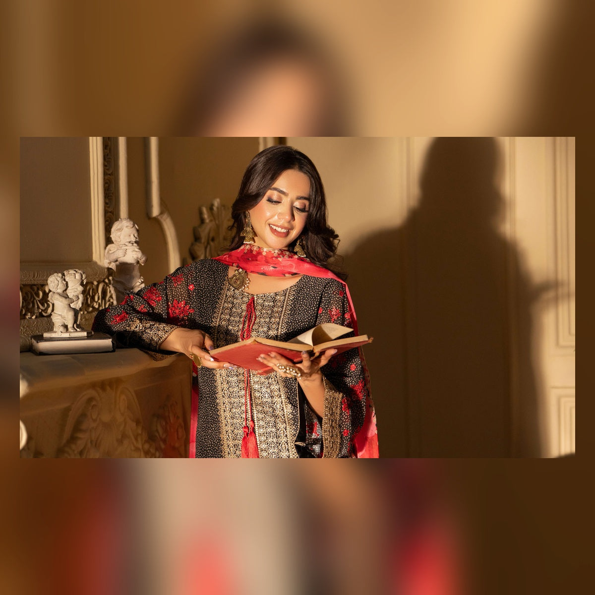Black and Red Embroidered Suit - image 11