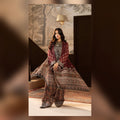 Burgundy Printed Suit with Ornate Borders - image 2