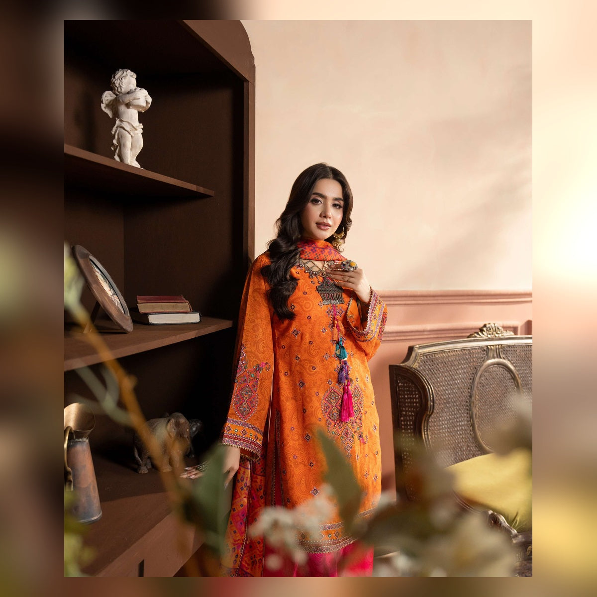 Orange and Magenta Printed Suit - image 4