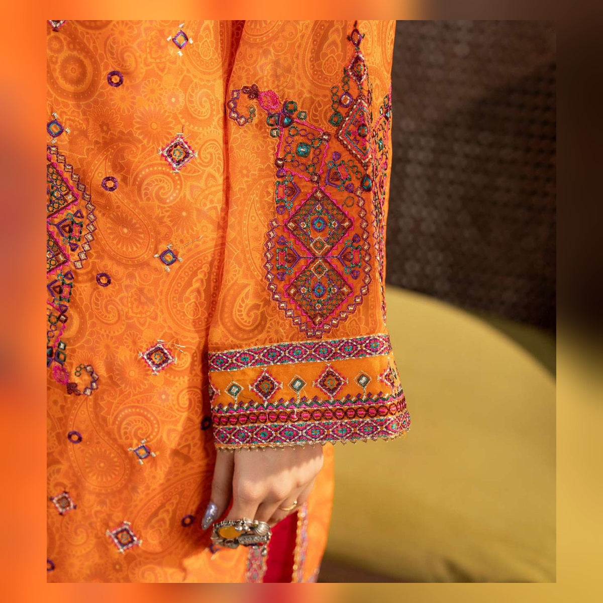 Orange and Magenta Printed Suit - image 6