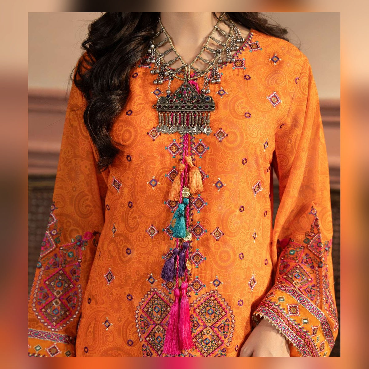 Orange and Magenta Printed Suit - image 9