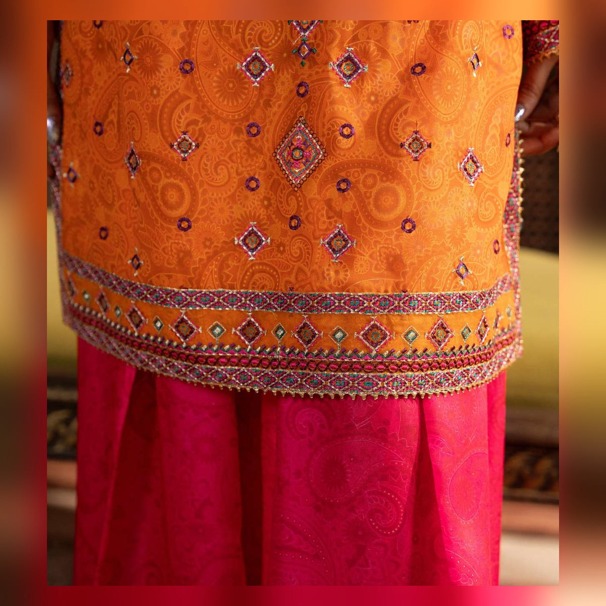 Orange and Magenta Printed Suit - image 10