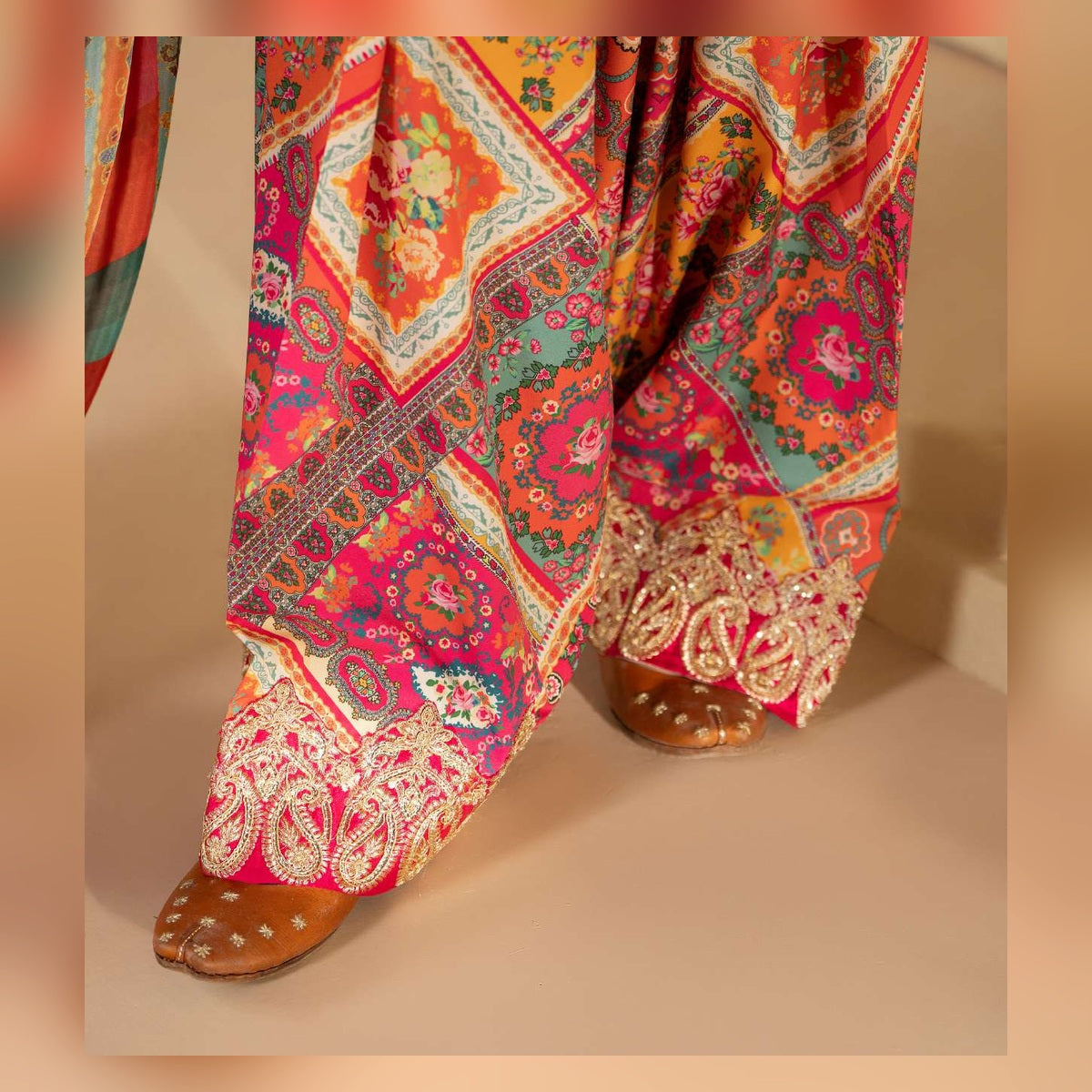 Coral Orange Multicolour Printed Suit - image 5