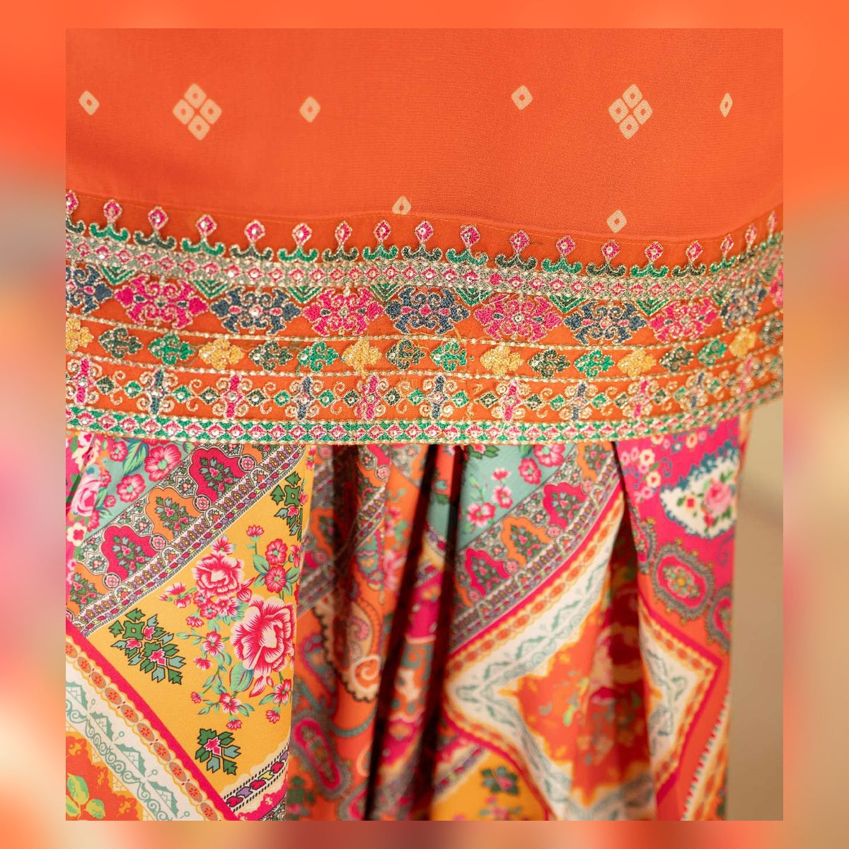Coral Orange Multicolour Printed Suit - image 6