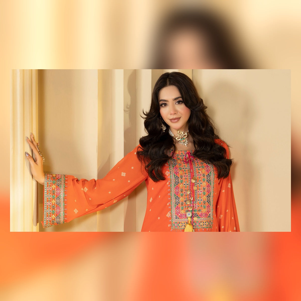 Coral Orange Multicolour Printed Suit - image 11