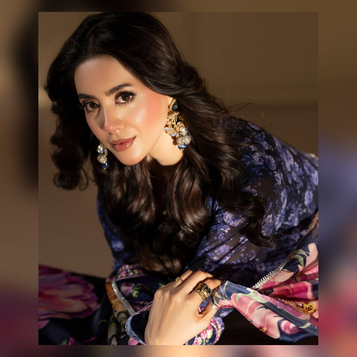Navy Blue Floral Printed Suit - image 4