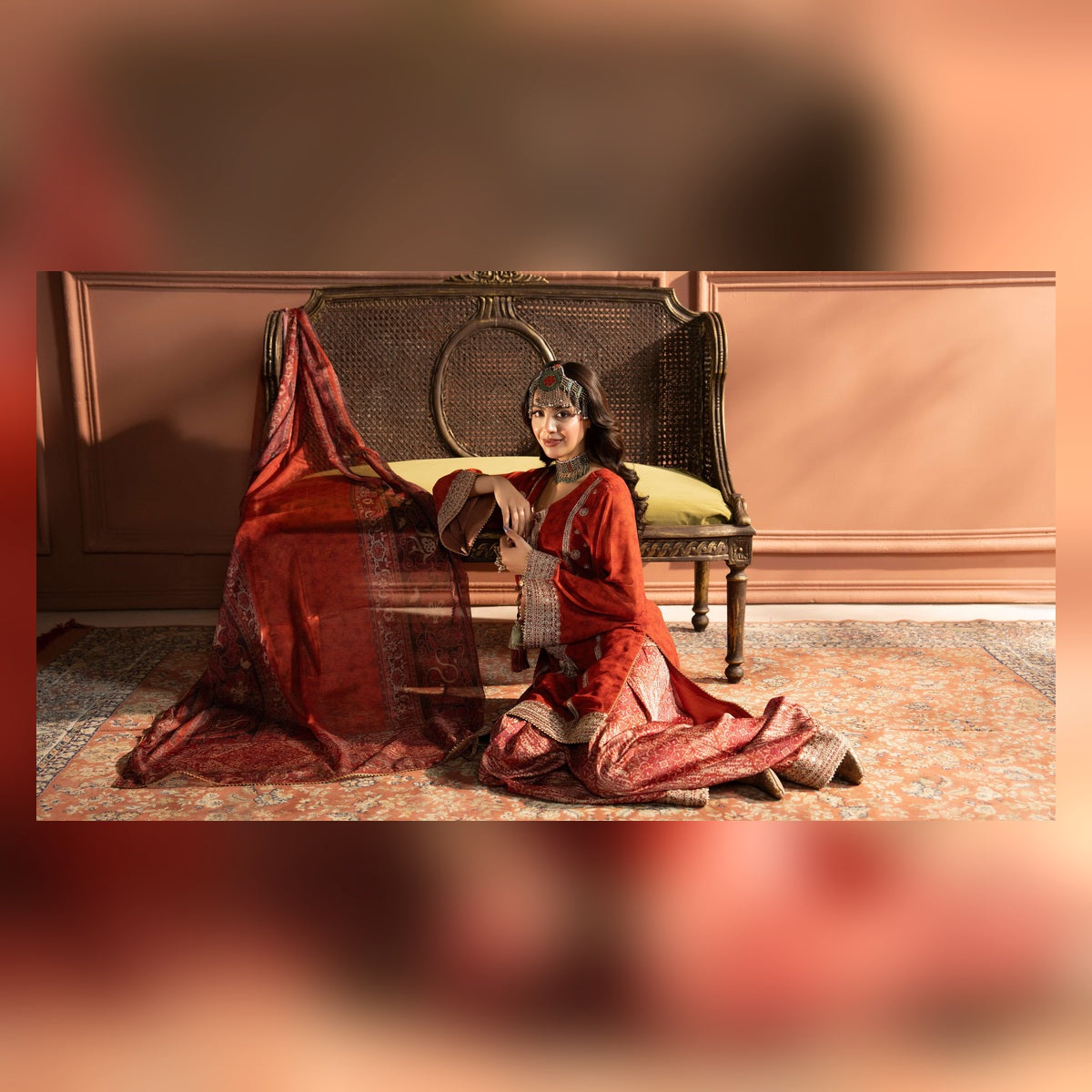 Brick Red Embroidered Suit - image 1