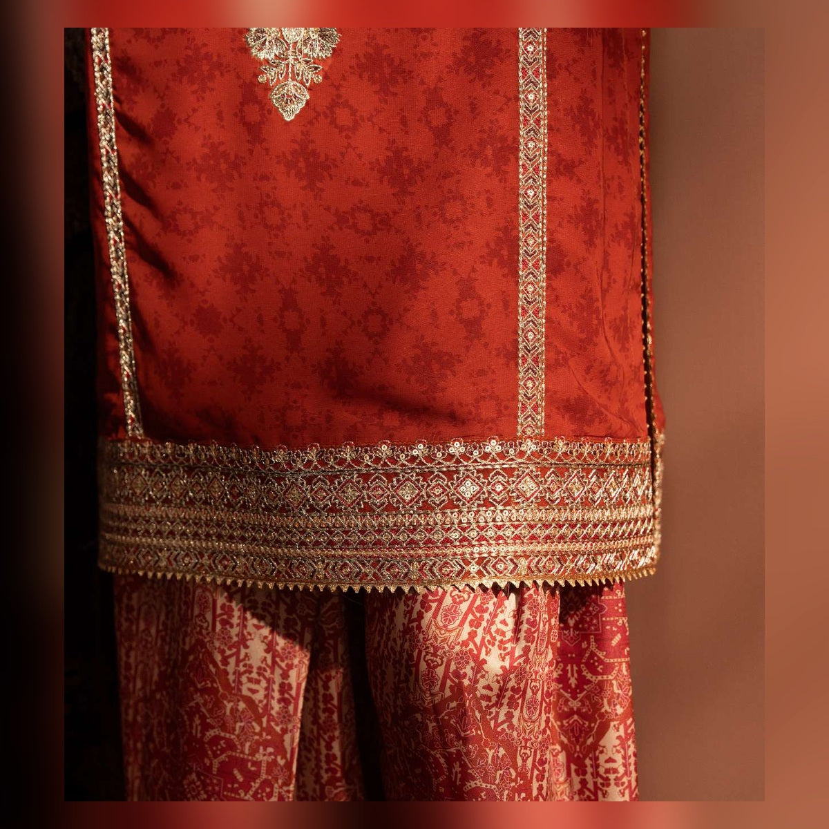 Brick Red Embroidered Suit - image 9