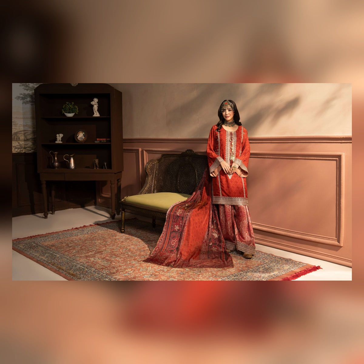 Brick Red Embroidered Suit - image 11