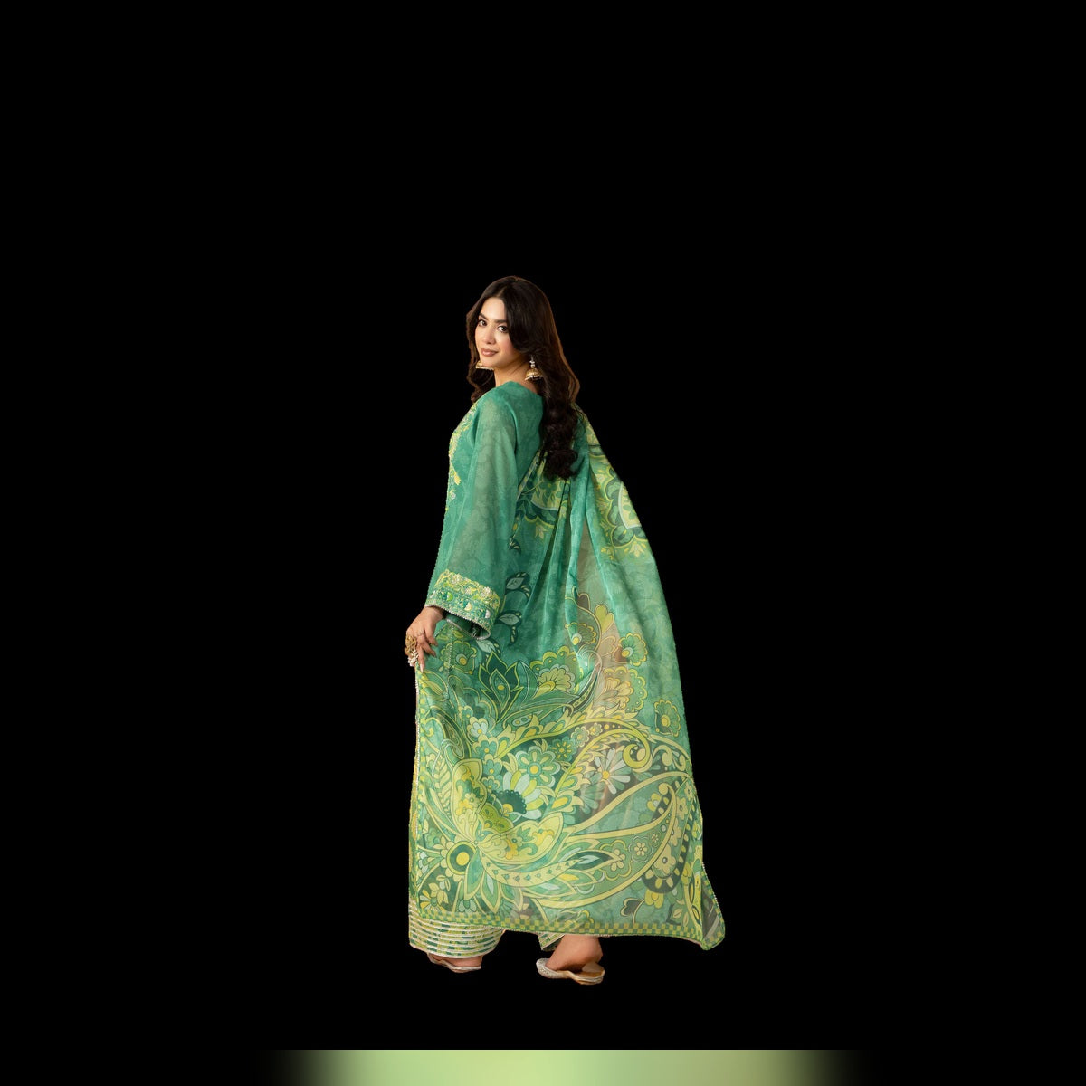 Emerald Green Printed and Embroidered Suit - image 3