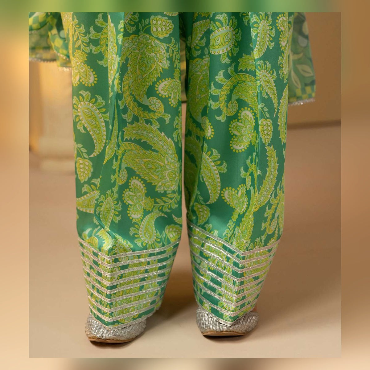 Emerald Green Printed and Embroidered Suit - image 6