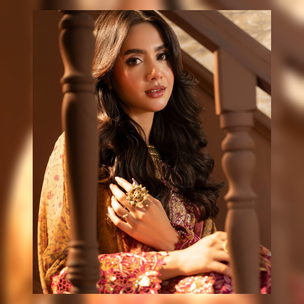 Mustard Gold and Magenta Printed Suit - image 4