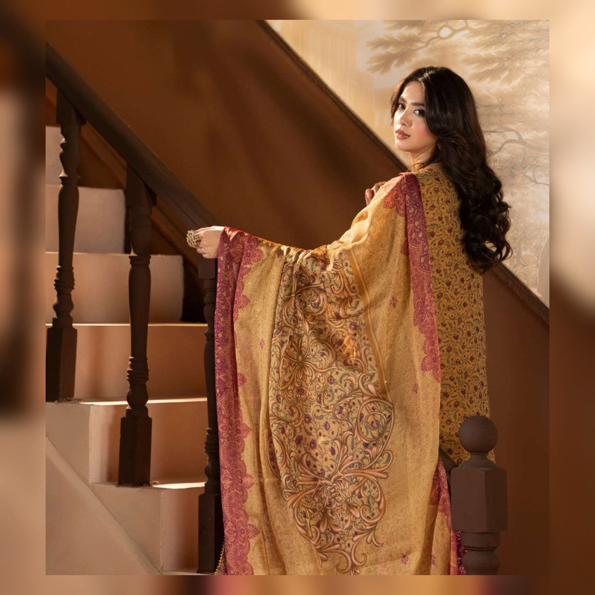 Mustard Gold and Magenta Printed Suit - image 7