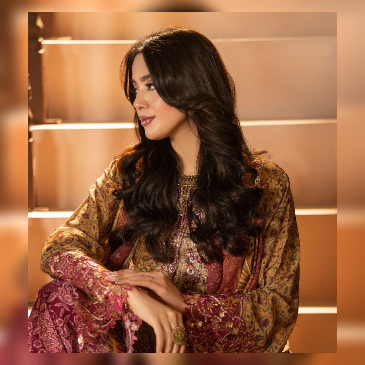 Mustard Gold and Magenta Printed Suit - image 9