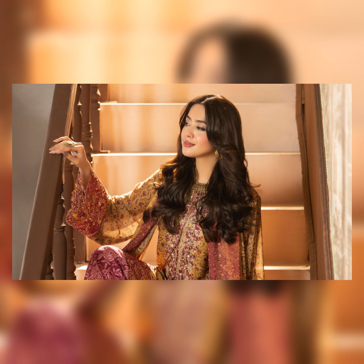 Mustard Gold and Magenta Printed Suit - image 11