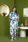 2pc Silk co-ord set white and blue