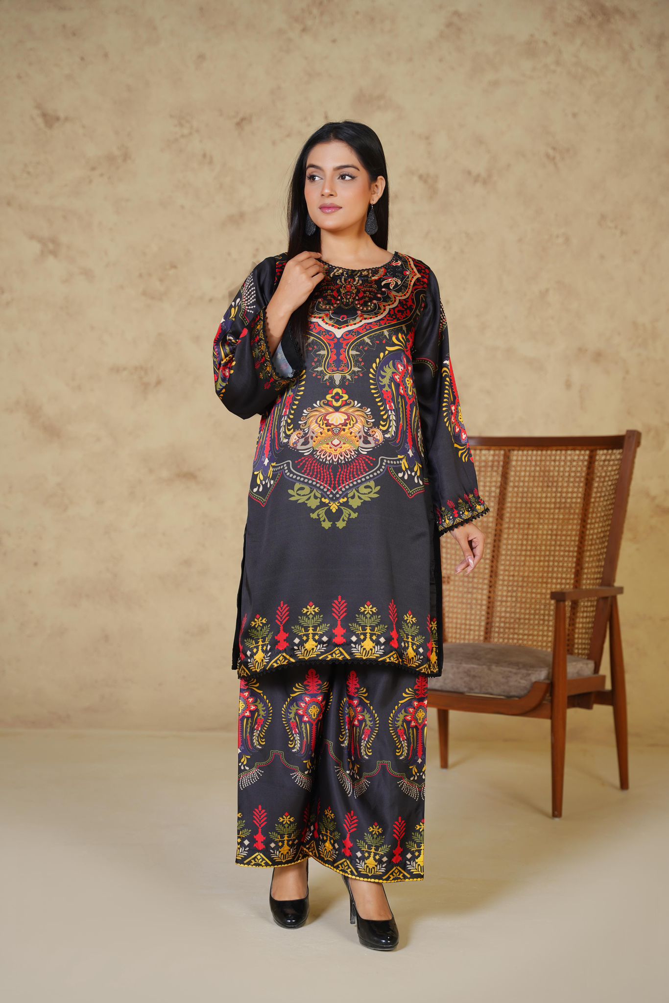 2pc co-ord set black with red