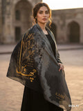 One size Urdu poetry shawls shades of grey with gold writing