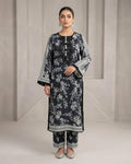 Elegant Black & White Floral Printed 3 Piece Suit