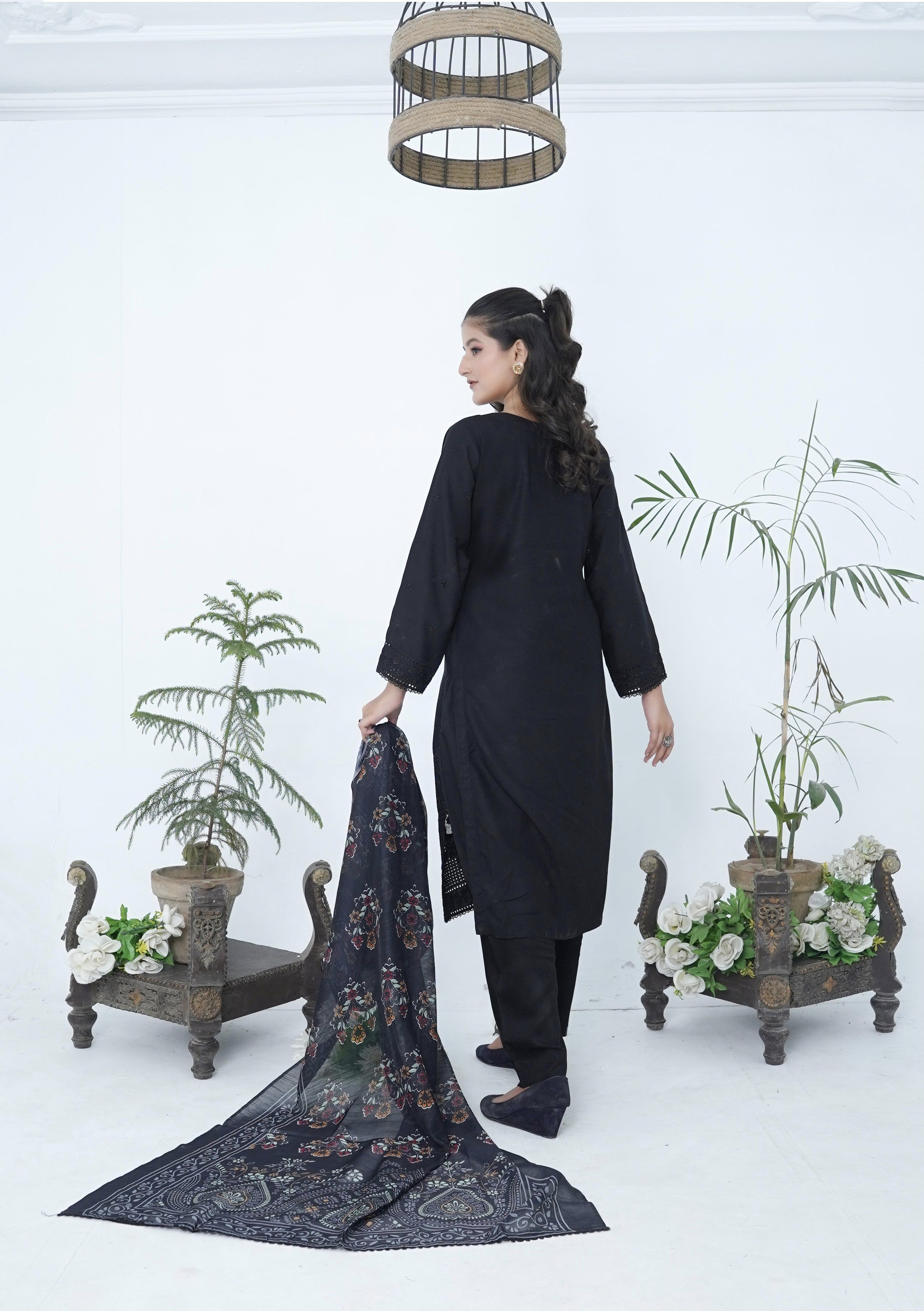 3pcs Shalwaar kameez Luxury black with sequence work