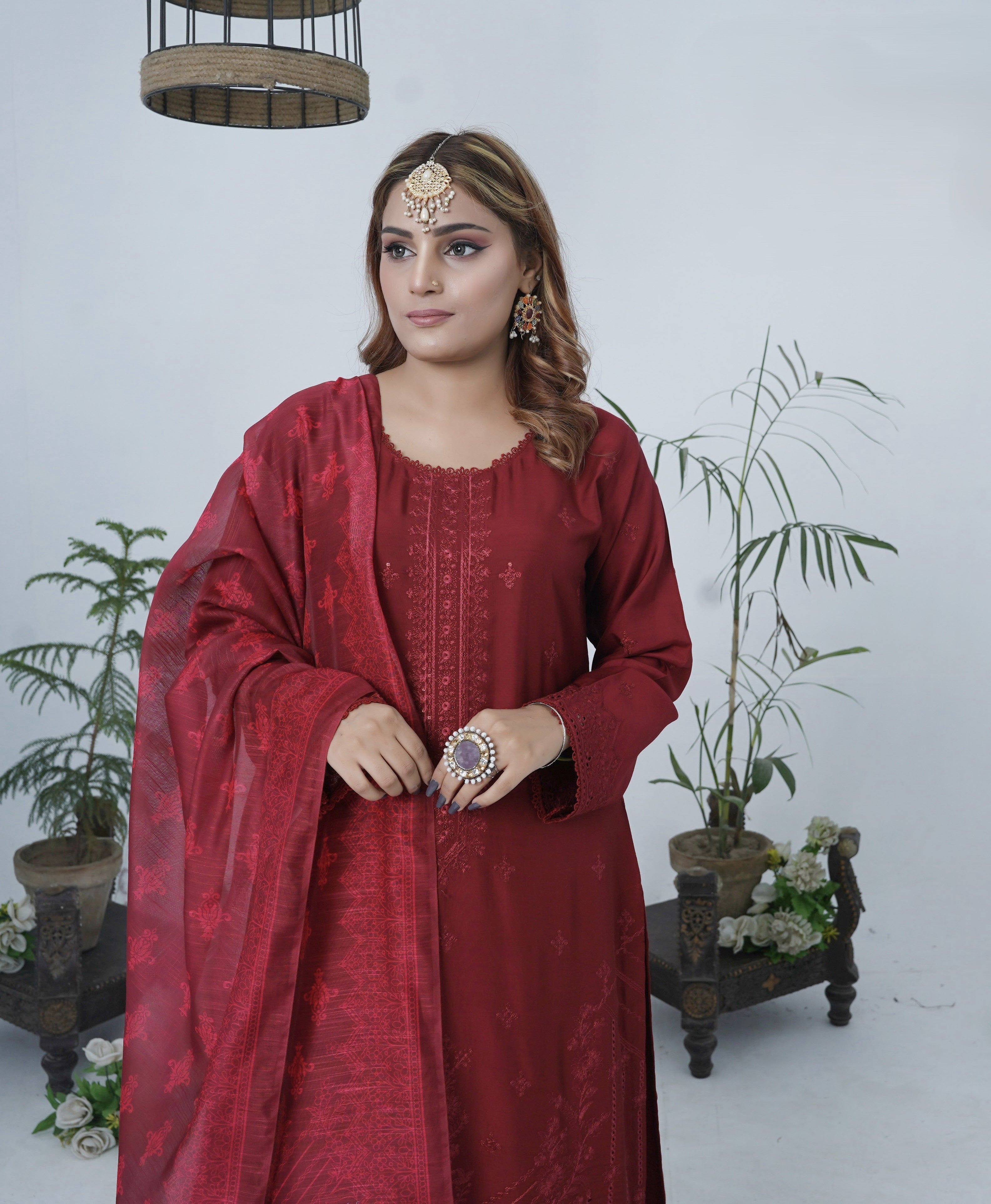 3pcs Shalwaar kameez Luxury red with sequence work
