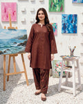 Rust Red Modern Solid 2PC - Chic shirt with digital print trouser