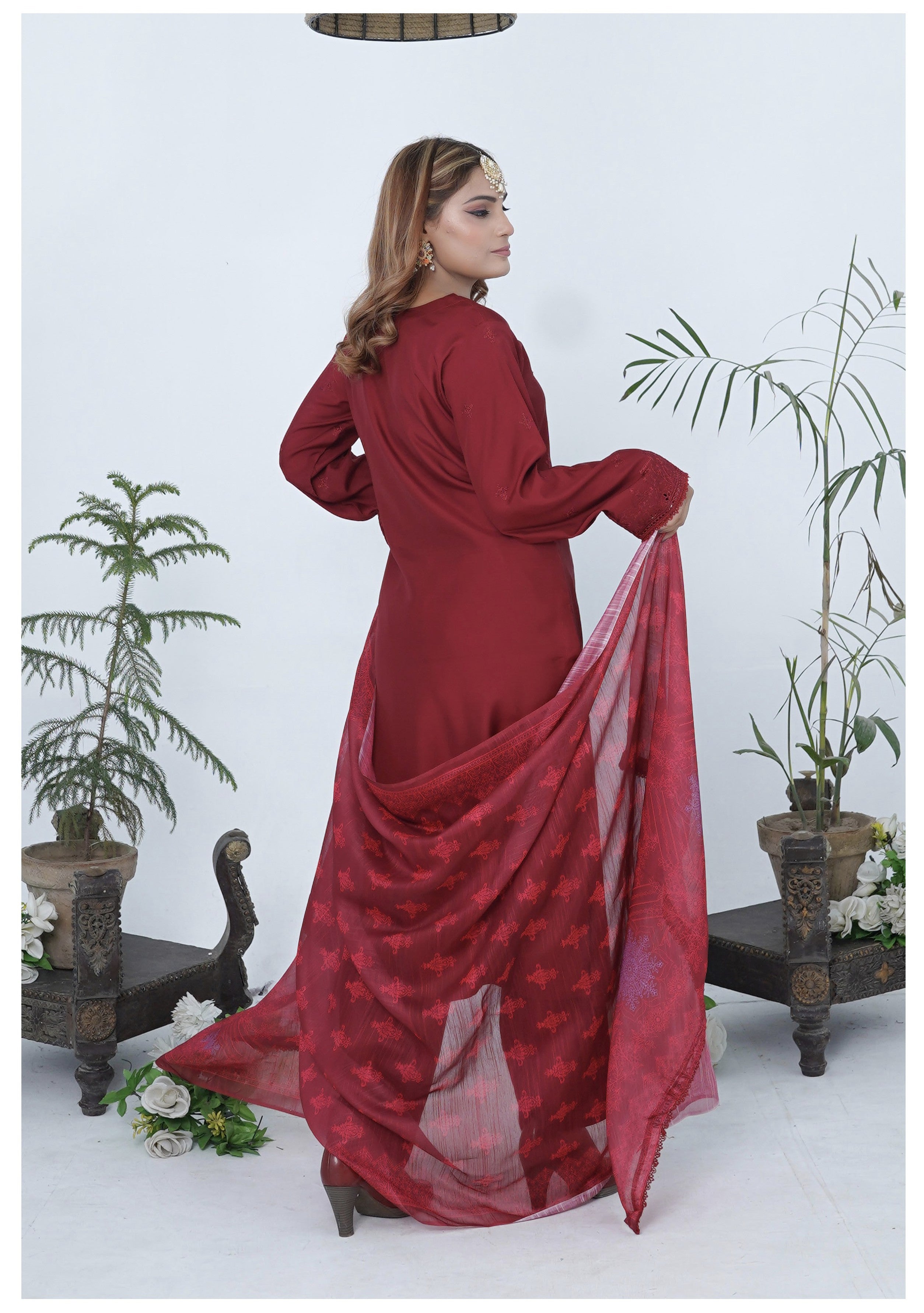 3pcs Shalwaar kameez Luxury red with sequence work