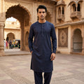 Navy blue 214  mens Simple and sophisticated collarless suit