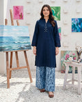 Midnight Blue Modern Solid 2PC - Chic shirt with digital print trouser