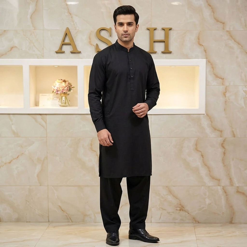 Plain Black Kurta Shalwar