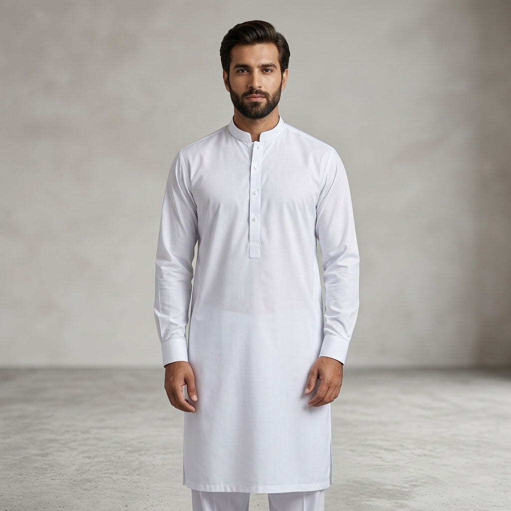 Plain White mens salwar kameez