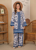 EL-1039 Lucent – Royal Blue Printed 2-Piece Poly Lawn Suit