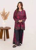 AL-1018 Taraaz – Blood Red & Black Printed 2-Piece Poly Lawn Suit