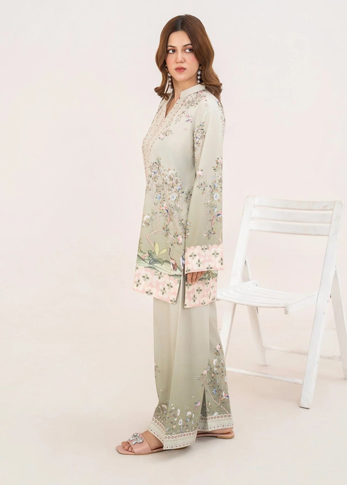 AL-1021 Ziyana – Pistachio Green Printed 2-Piece Poly Lawn Suit