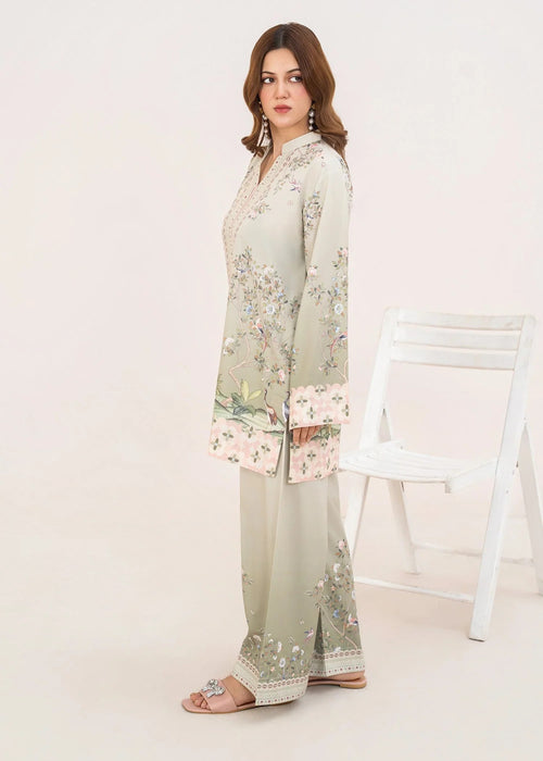 AL-1021 Ziyana – Pistachio Green Printed 2-Piece Poly Lawn Suit