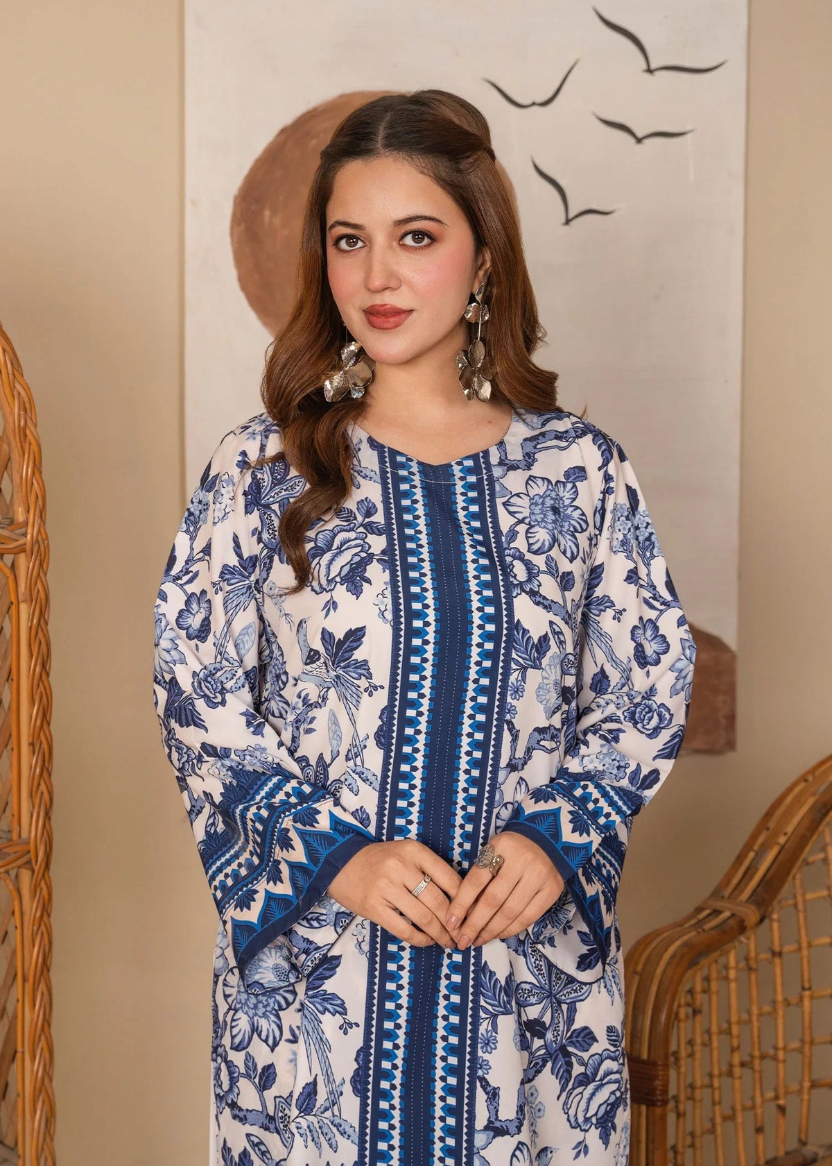 EL-1039 Lucent – Royal Blue Printed 2-Piece Poly Lawn Suit