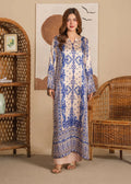 EL-1044 Nour – Beige & Blue Printed 2-Piece Charmuse Suit
