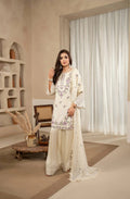 Ivory Floral Embroidered Shamoz Silk 3PC Suit