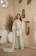 Sage Green Floral Embroidered Shamoz Silk 3PC Suit