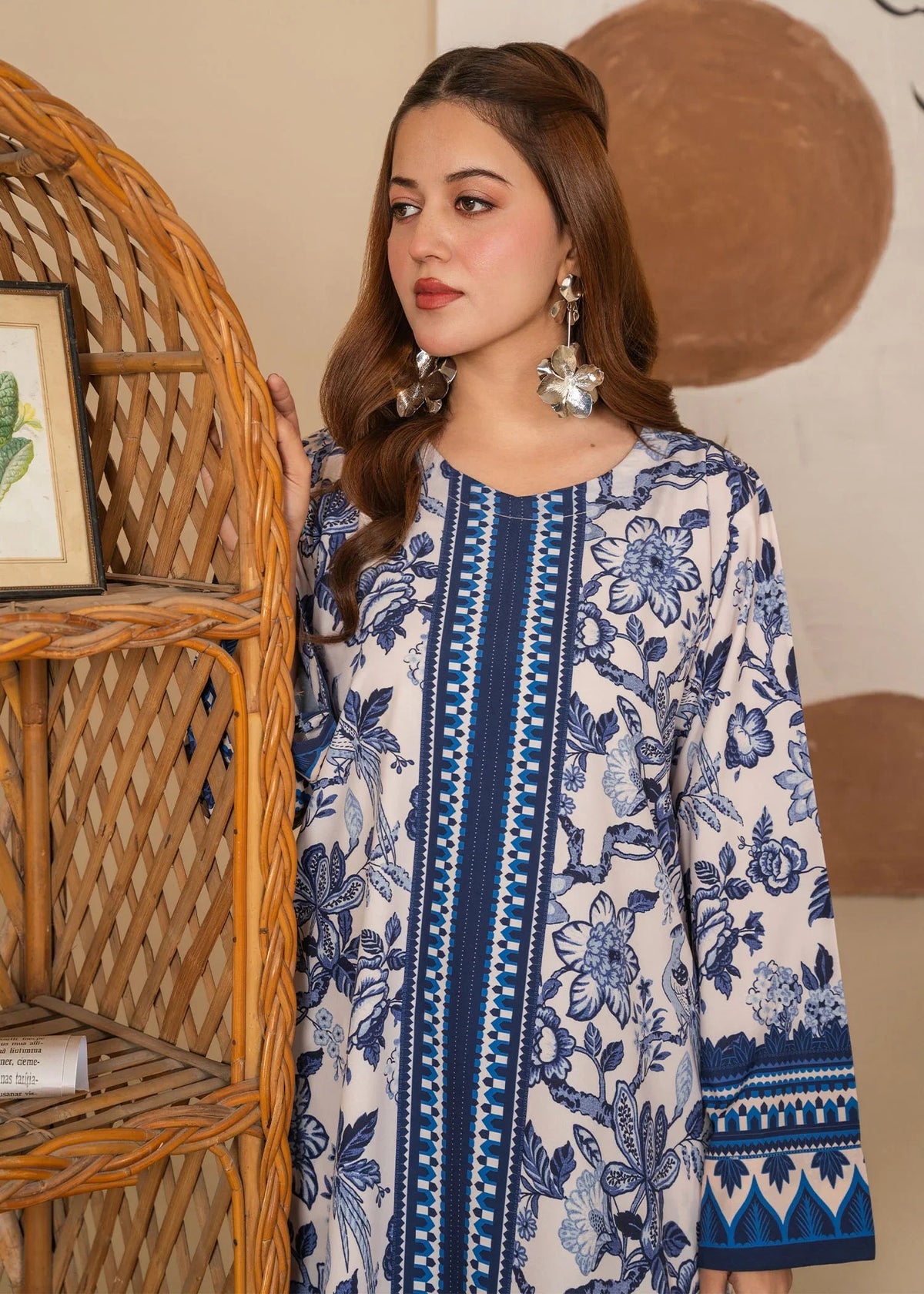 EL-1039 Lucent – Royal Blue Printed 2-Piece Poly Lawn Suit