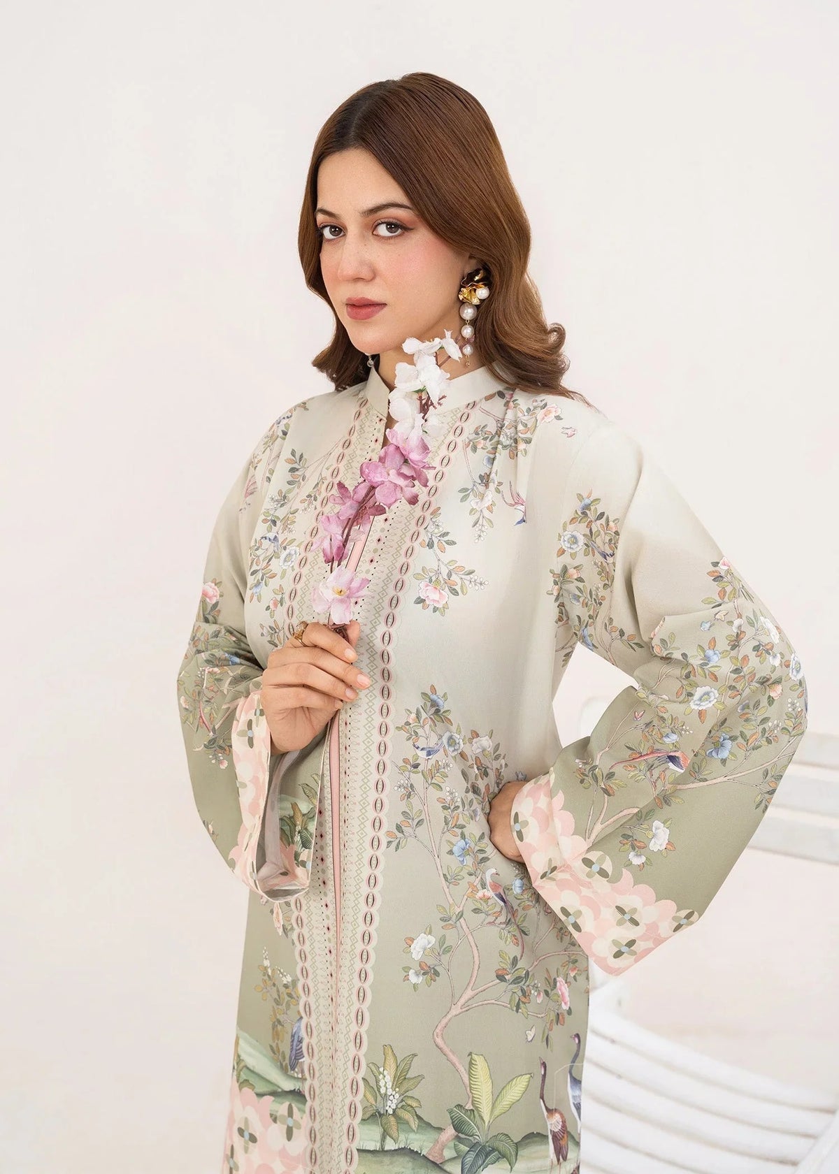 AL-1021 Ziyana – Pistachio Green Printed 2-Piece Poly Lawn Suit