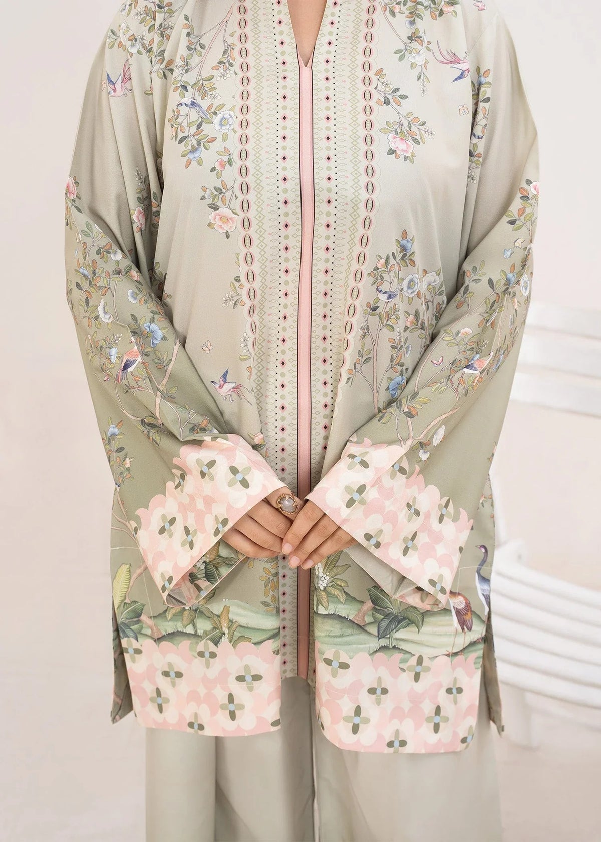 AL-1021 Ziyana – Pistachio Green Printed 2-Piece Poly Lawn Suit