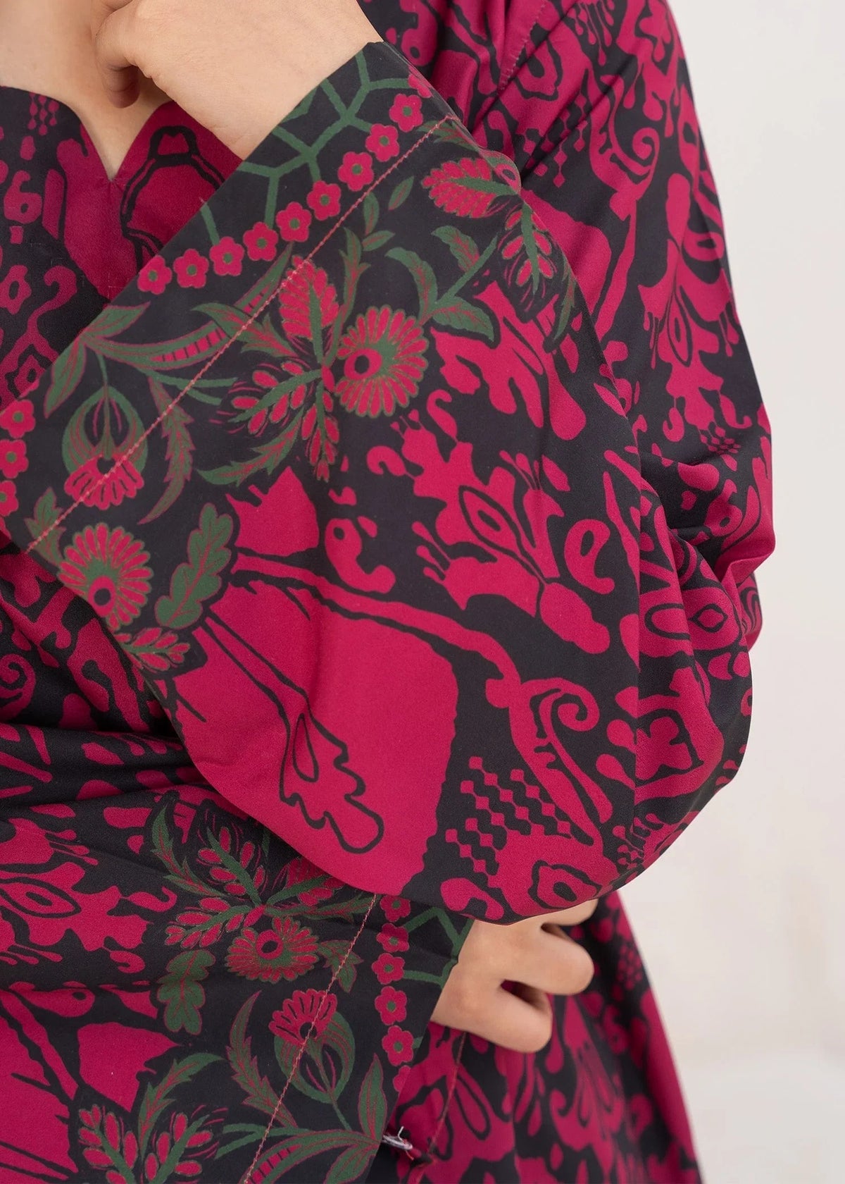AL-1018 Taraaz – Blood Red & Black Printed 2-Piece Poly Lawn Suit
